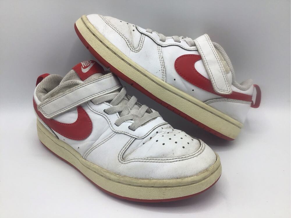 Nike Court Borough Low 2 PS White Red Leather Sneakers BQ5451 103 Size 1.5Y